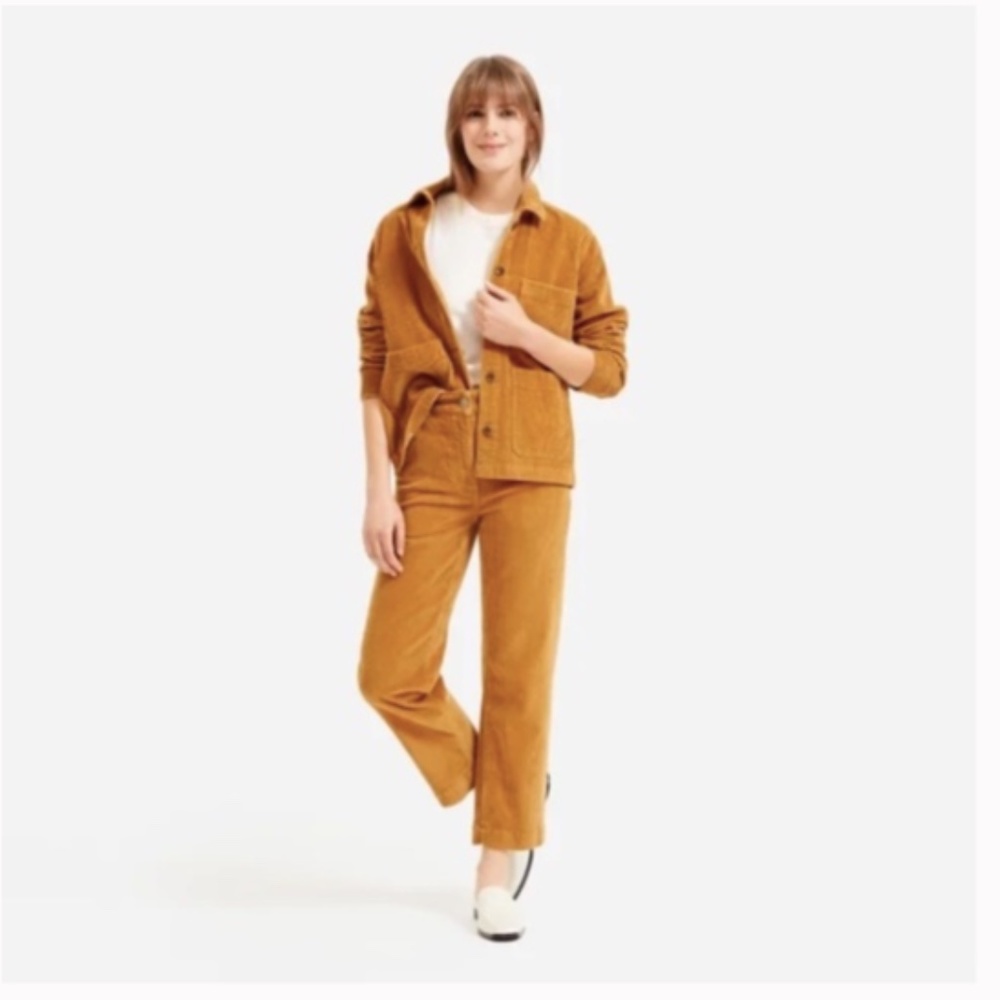 Everlane Corduroy Straight Leg Crop Pant In Golden Brown 00